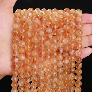 Natural 4mm yellow rutilated quartz loose gemstone beads for DIY jewelry making