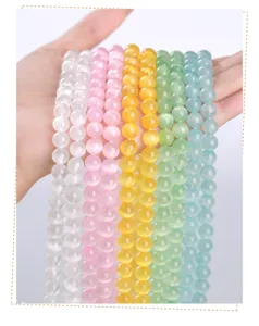 Perle sciolte in selenite con effetto occhio di gatto per gioielli fai da te