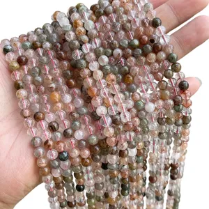 6mm natural translucent multicolor rutilated quartz beads for DIY jewelry accessories