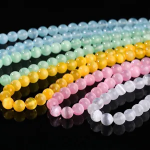 Fili di perle colorate in gesso occhio di gatto per la creazione di gioielli fai da te
