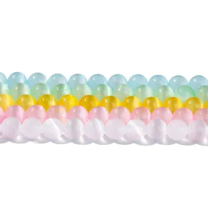 Perle rotonde colorate in pietra di gesso occhio di gatto per la creazione di gioielli fai da te