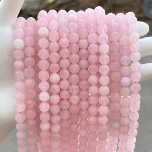 Brins de perles en quartz rose naturel mat de 8 mm pour la fabrication de bijoux DIY