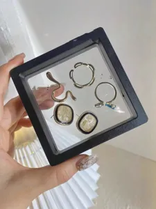 Draagbare transparante PE-folie stofvrije opbergdoos voor sieraden voor ringen en meer