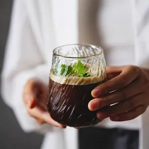 Tazza in Vetro Borosilicato Tessitura Ghiacciaio Resistente al Calore Tazza da Caffè Chiara Per Caffè Ghiacciato Latte Succo Casa Cucina Bicchieri