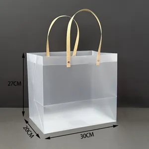 Borsa tote traslucida smerigliata con dimensioni 30x20x27cm per l'imballaggio