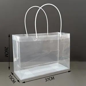 Dimensioni dettagliate del sacchetto regalo in PVC trasparente, 37x26x15 cm