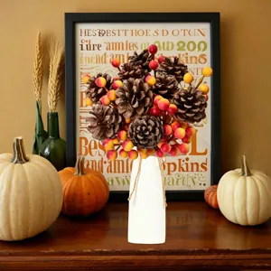 Beautiful 18pcs artificial pinecones and berries bouquet for autumn harvest festival decor