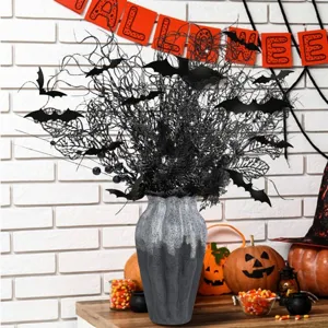 Halloween künstliche Glitzer Fledermaus Zweige Dekoration Vase Set für Party Feiertag