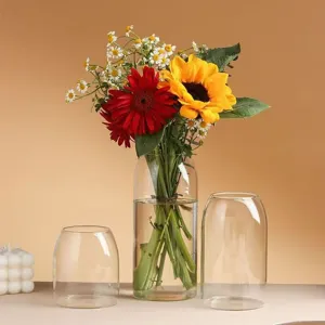 Transparentes Borosilikatglas Vase Großer Bauch Gerippt Hydrokultur Pflanzenflasche Minimalistisch Modern Desktop Dekorative Vase Für Zuhause Büro