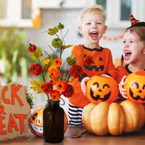 Decorative velvet pumpkin stems for Halloween and Thanksgiving tabletop display.