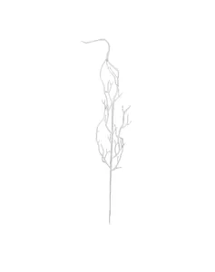 Vue détaillée d'une tige de feuille de dragon artificielle argentée pailletée de 45 cm de long.