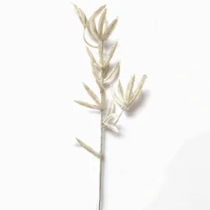 Detailed macro view of 37cm shimmering silver glitter artificial bamboo leaf stem