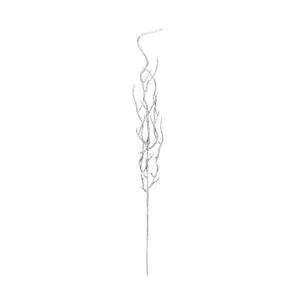 Vue détaillée d'une branche de dragon argentée pailletée de 45 cm pour décoration de Noël