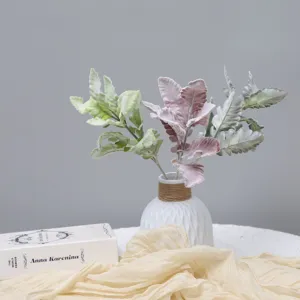 Eleganti steli di cineraria marittima artificiali in vaso di ceramica bianca per la casa