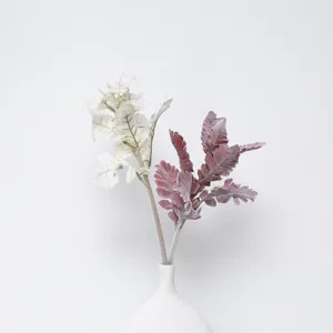 Fiori artificiali di cineraria marittima floccata in stile nordico in vaso bianco