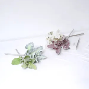 Rami artificiali di cineraria marittima floccata per decorazione floreale nordica