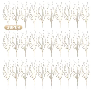 Gedetailleerde weergave van dertig glitterende gouden takjes, complete set van 30 stuks