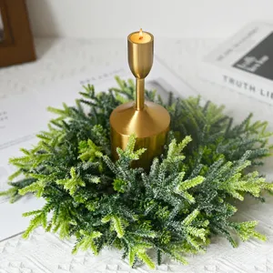 Befrosteter Kiefernnadel Weihnachtskranz Künstlicher Grün Kerzenring Für Feiertags Tischdekoration Weihnachten Deko