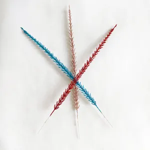 Detail of 42cm glitter wheat ears in red, blue, and rose gold for Christmas decor