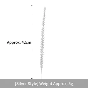 Close-up of a 42cm silver glittered grain ear branch for Christmas decoration