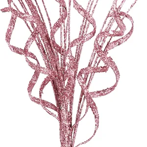 Detailed macro view of sparkly pink glitter twigs for festive Christmas decoration