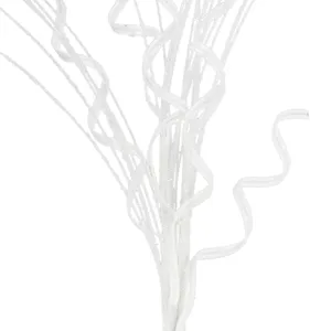Close-up of white glitter curly Christmas decorative stems for tree accessories
