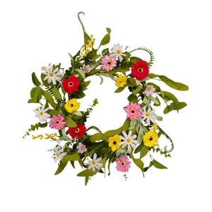 Artificial daisy flower wreath colorful wildflower garland for home door decoration