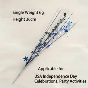 Nahaufnahme der 36 cm Stern-Deko für den Unabhängigkeitstag mit blauen und silbernen Sternen