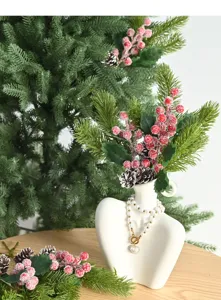 Weihnachten künstliche Tannennadeln beeren zapfen dekoration für haus feiertag baum anzeige.