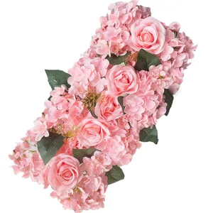 Guirlande de fleurs artificielles roses pour décoration de mariage et allée centrale