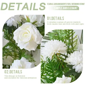 Arrondissement floral d'arche de mariage en roses blanches artificielles, décor élégant pour événements.