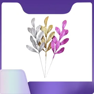 Glitzer Künstliche Weihnachtsblattzweig Kunststoff Simulation Blätter Für Weihnachtsbaum DIY Dekor Ornament Festliche Blumenarrangement