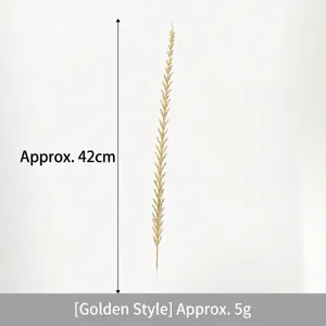 Detailed view of a 42cm golden glitter wheat stalk with size and weight specs