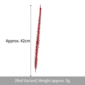 Detailed macro view showing the texture of a 42cm red glittery grain stalk Christmas decoration.