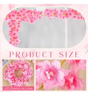 Detail view of artificial cherry blossom vine with 135 flowers and precise 4cm sizing.