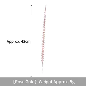Detailed macro view of decorative rose gold glitter wheat stalk measuring 42cm in length