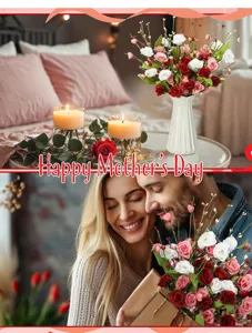 Composition de roses et cœurs dans une scène de cadeau romantique pour la fête