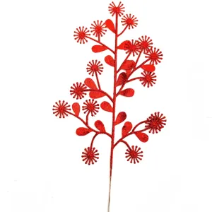 Christmas Artificial Baby Breath Flower Stems Glitter Powder Simulation Plant Home Decor Festive Party Floral Arrangement