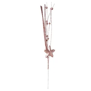 Roségoldener Glitzerstern-Stecker Dekozweig für die festliche Feiertagsdekoration im Haus