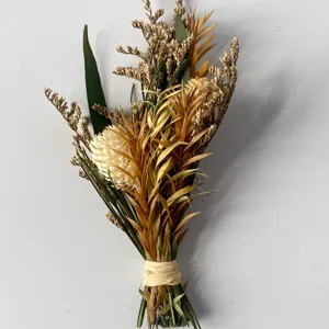 Petit bouquet de fleurs séchées préservées pour déco de bureau cadeau ornement, arrangement floral.