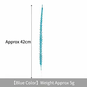 Decorative blue glitter artificial wheat sprig for Christmas 42cm tall detail view