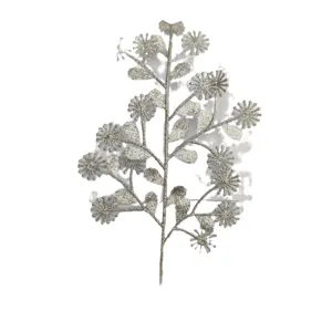 Silver glitter artificial baby's breath branch Christmas home decor 32cm floral ornament