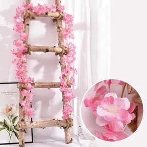 Vigne décorative de fleurs de cerisier artificielles roses pour décor d'intérieur