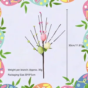 30cm Artificial Easter egg berry stem decoration with colorful eggs for festive home decor