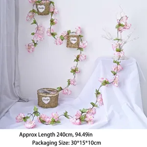 Décoration de vigne de cerisier artificiel pour mariages et murs, longueur 240 cm