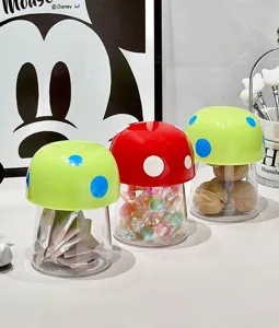 Transparent mushroom-shaped airtight jars storage for kitchen snacks and nuts