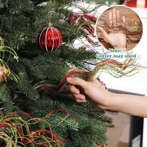 Christmas glitter curly wire branches for tree decoration and home holiday setup 30pcs