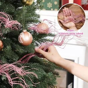 Christmas glitter curly branch picks pink tree decorations holiday home decor hanging ornaments