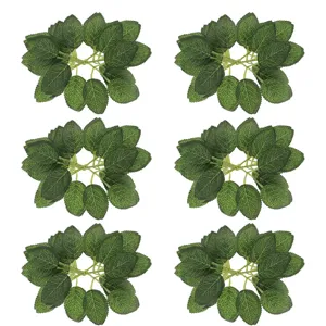 Artificial Six-Leaf Silk Cloth Leaves Realistic Green Rose Foliage For Flower Arrangement Wedding Party Home Decoration DIY Crafts