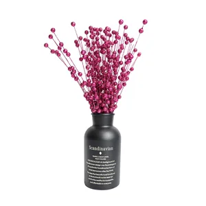 Paquete de 50 tallos de bayas con purpurina rosa para decoración de Navidad en jarrón